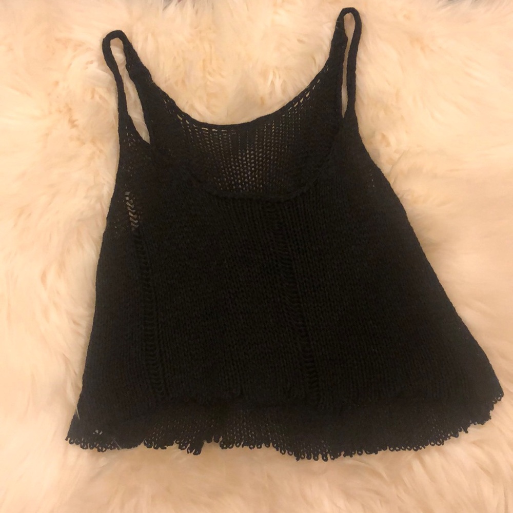 grey crop tank top slightly sheer